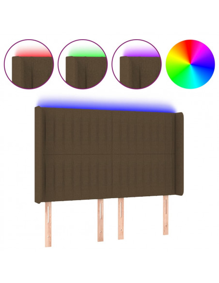 Testiera a LED MarroneScuro147x16x118/128cm inTessuto