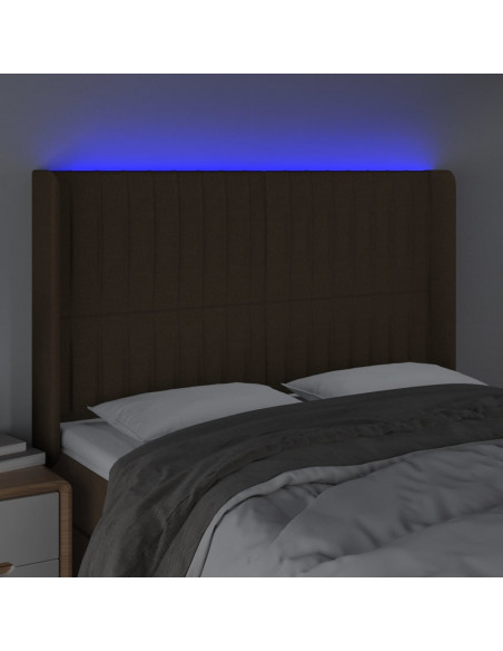 Testiera a LED MarroneScuro147x16x118/128cm inTessuto