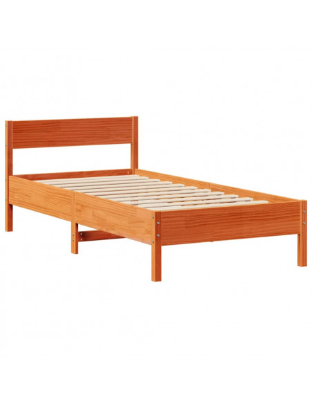 Letto Libreria senza Materasso Marrone Cera 90x200 cm in Pino