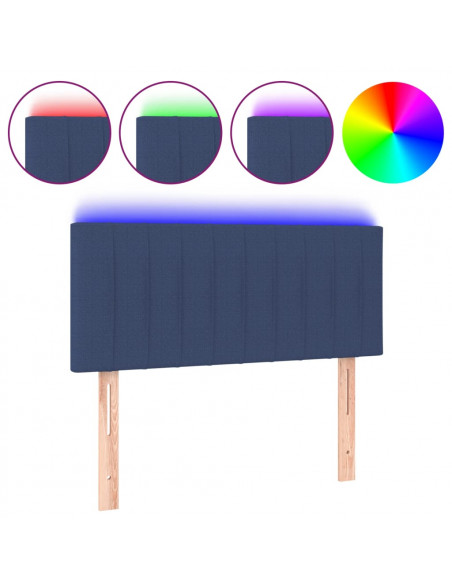 Testiera a LED Blu 90x5x78/88 cm in Tessuto