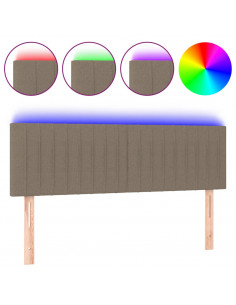 Testiera a LED Tortora 144x5x78/88 cm in Tessuto 2