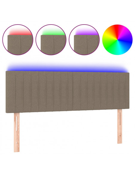 Testiera a LED Tortora 144x5x78/88 cm in Tessuto