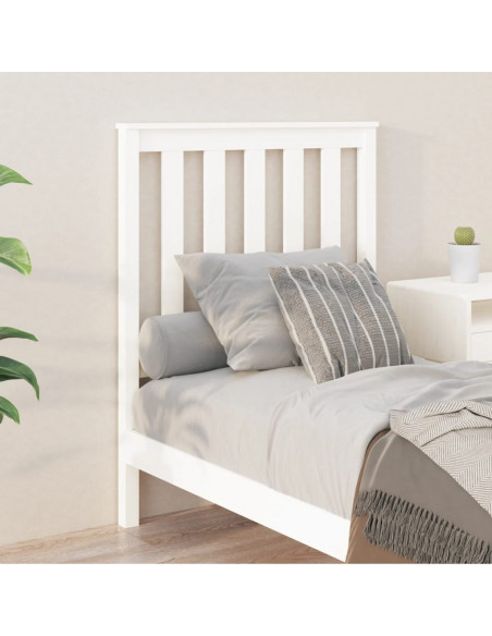 Testiera per Letto Bianca 81x6x101 cm in Legno Massello di Pino