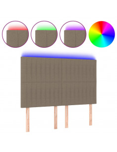 Testiera a LED Tortora 144x5x118/128 cm in Tessuto 2