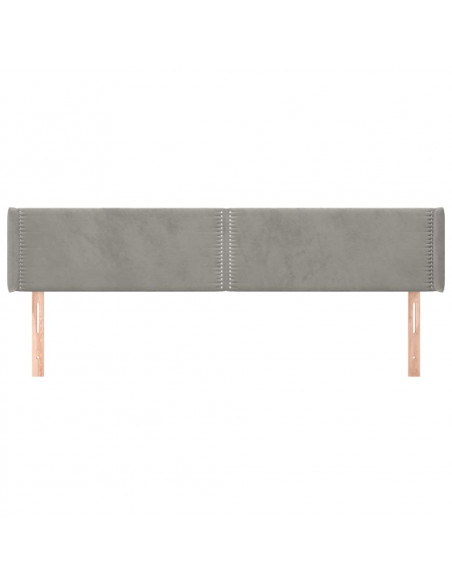 Testiera ad Orecchio Grigio Chiaro 163x16x78/88 cm in Velluto