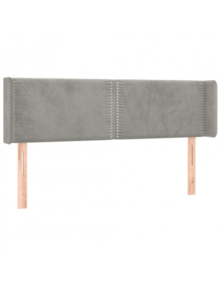 Testiera ad Orecchio Grigio Chiaro 147x16x78/88 cm in Velluto
