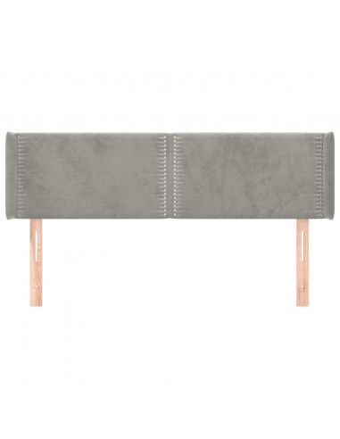 Testiera ad Orecchio Grigio Chiaro 147x16x78/88 cm in Velluto