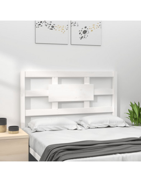 Testiera per Letto Bianca 105,5x4x100 cm Legno Massello di Pino