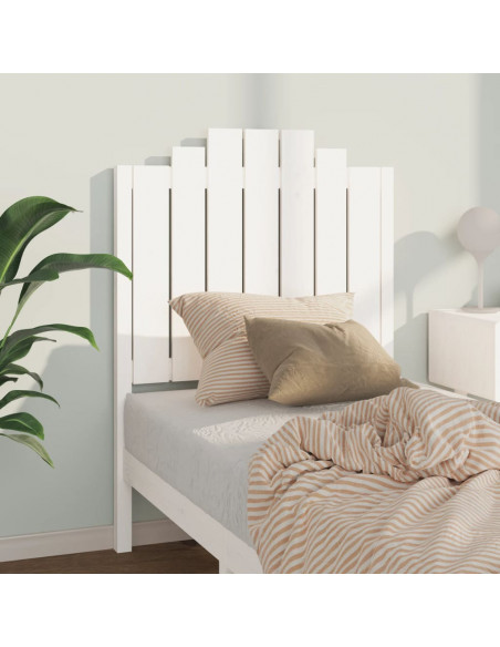 Testiera per Letto Bianca 81x4x110 cm in Legno Massello di Pino