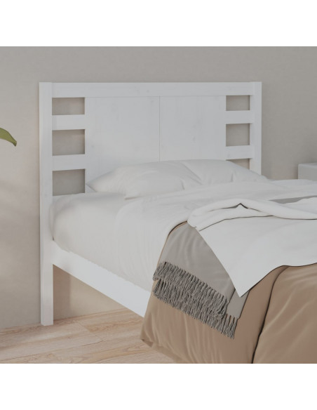 Testiera per Letto Bianca 106x4x100cm in Legno Massello di Pino