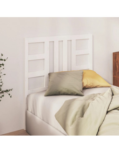 Testiera per Letto Bianca 106x4x100 cm Legno Massello di Pino