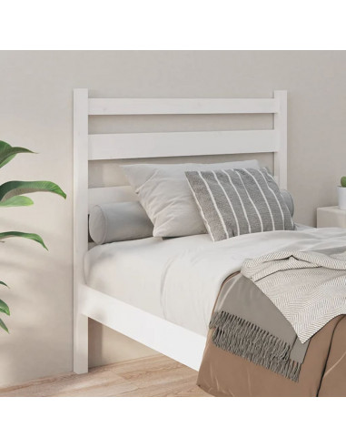 Testiera per Letto Bianca 106x4x100cm in Legno Massello di Pino