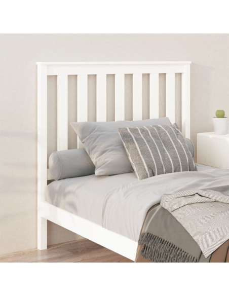 Testiera per Letto Bianca 106x6x101cm in Legno Massello di Pino