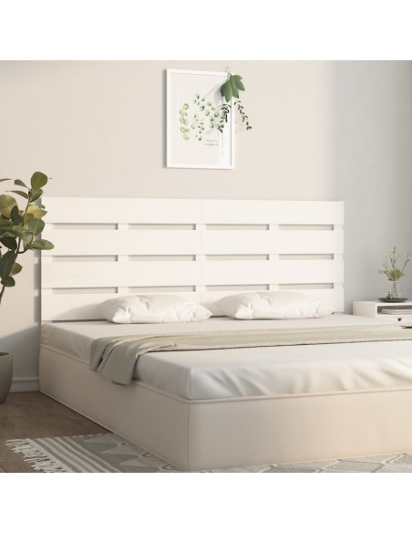 Testiera per Letto Bianca 120x3x80 cm in Legno Massello di Pino