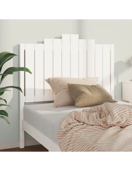 Testiera per Letto Bianca 106x4x110cm in Legno Massello di Pino