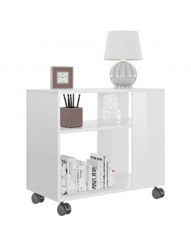 Tavolino da Salotto Bianco Lucido 70x35x55 cm Legno Multistrato