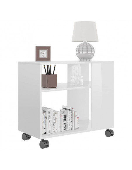 Tavolino da Salotto Bianco Lucido 70x35x55 cm Legno Multistrato