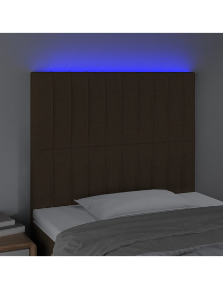 Testiera a LED Marrone Scuro 100x5x118/128 cm in Tessuto