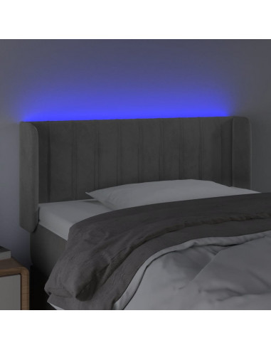 Testiera a LED Grigio Chiaro 83x16x78/88 cm in Velluto