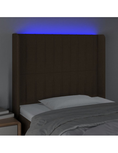 Testiera a LED Marrone Scuro 103x16x118/128 cm in Tessuto