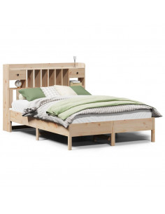 Letto Libreria senza Materasso 140x190 cm in Legno di Pino 2