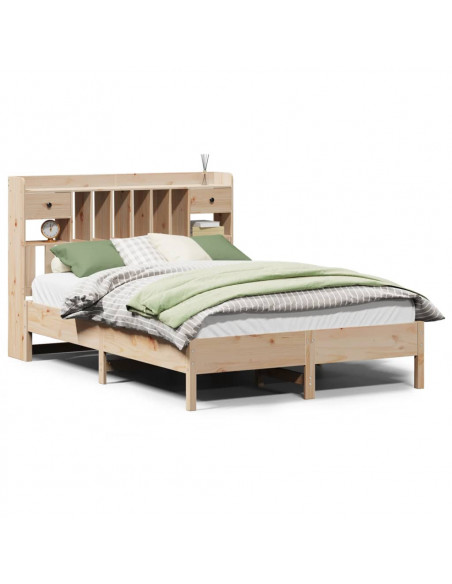 Letto Libreria senza Materasso 140x190 cm in Legno di Pino