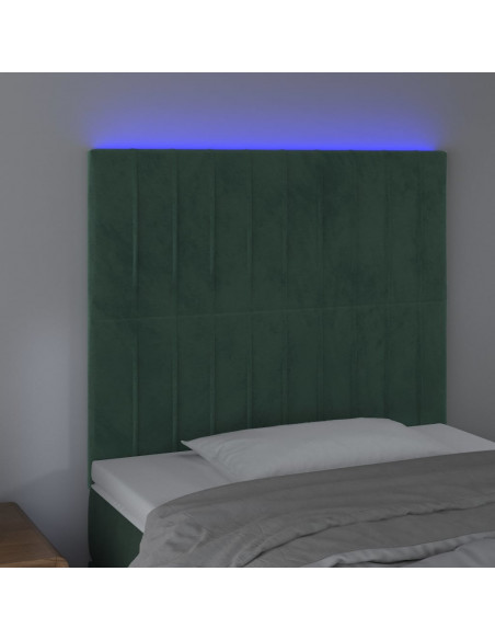 Testiera a LED Verde Scuro 100x5x118/128cm in Velluto