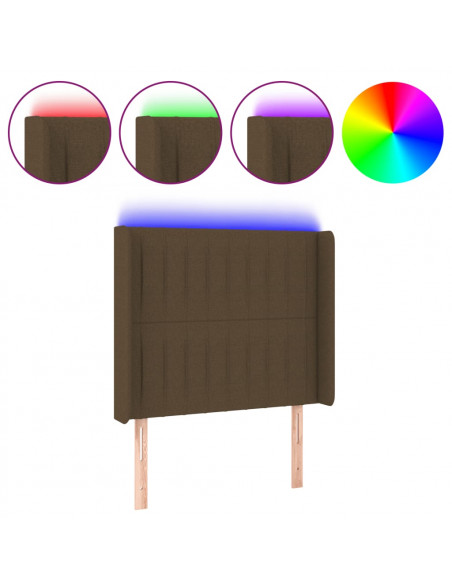 Testiera a LED Marrone Scuro 93x16x118/128 cm in Tessuto