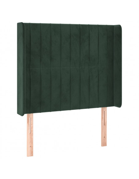 Testiera ad Orecchio Verde Scuro 103x16x118/128cm in Velluto
