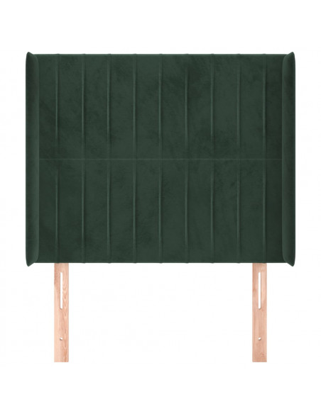 Testiera ad Orecchio Verde Scuro 103x16x118/128cm in Velluto