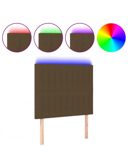 Testiera a LED Marrone Scuro 80x5x118/128 cm in Tessuto