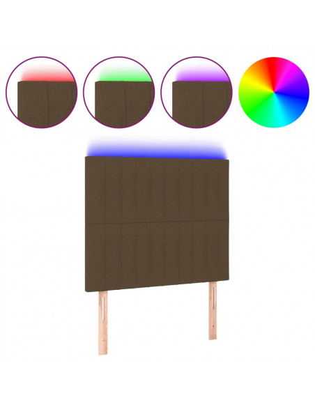 Testiera a LED Marrone Scuro 90x5x118/128 cm in Tessuto