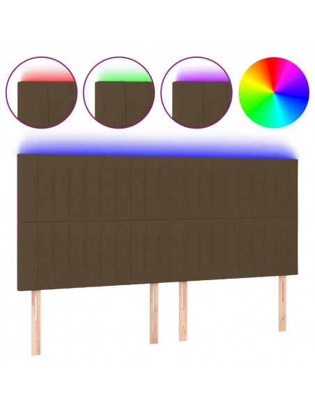 Testiera a LED Marrone Scuro 180x5x118/128 cm in Tessuto