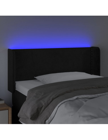 Testiera a LED Nera 103x16x78/88 cm in Velluto