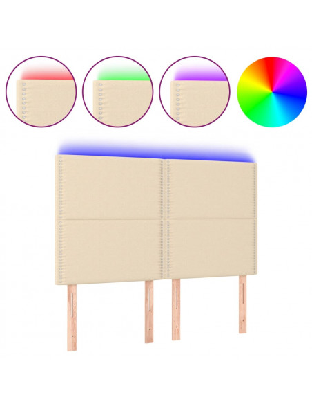 Testiera a LED Crema 144x5x118/128 cm in Tessuto
