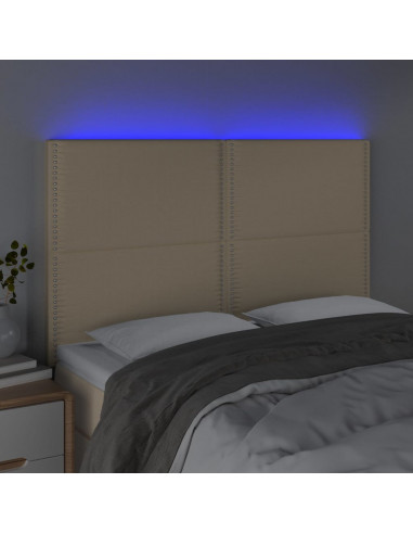Testiera a LED Crema 144x5x118/128 cm in Tessuto