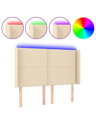 Testiera a LED Crema 147x16x118/128 cm in Tessuto