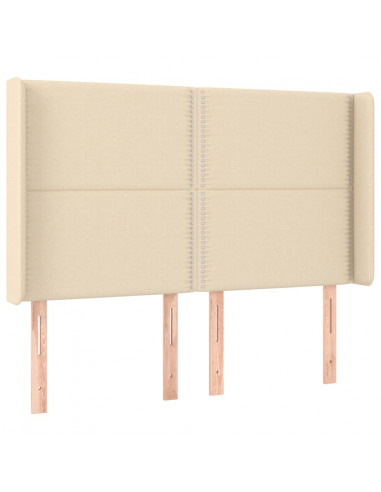 Testiera a LED Crema 147x16x118/128 cm in Tessuto
