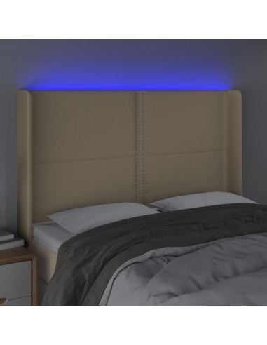 Testiera a LED Crema 147x16x118/128 cm in Tessuto