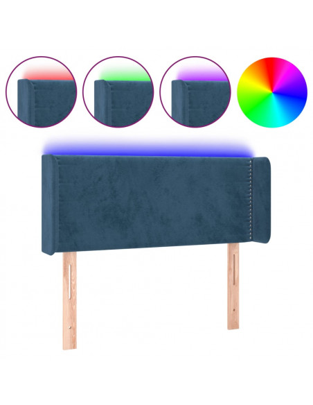 Testiera a LED Blu scuro 93x16x78/88 cm in Velluto
