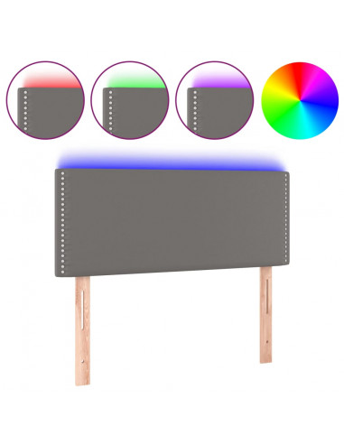Testiera Grigia a LED 80x5x78/88 cm in Similpelle