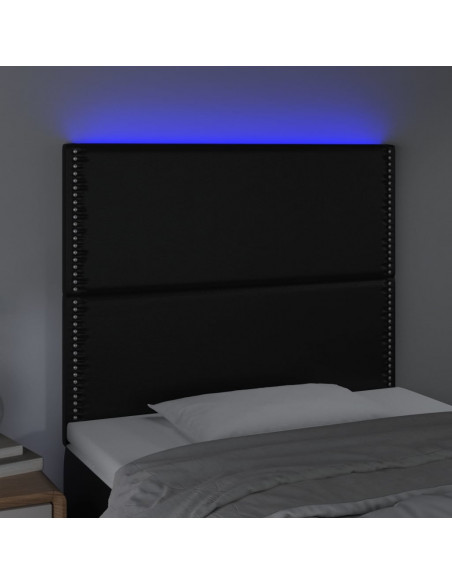 Testiera a LED Nera 100x5x118/128 cm in Similpelle