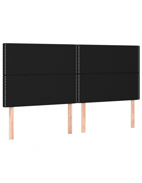 Testiera 4 pz Nera 80x5x78/88 cm in Tessuto