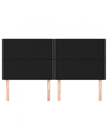 Testiera 4 pz Nera 80x5x78/88 cm in Tessuto