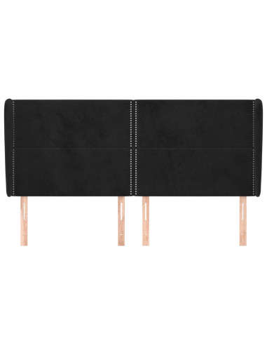 Testiera ad Orecchio Nera 163x23x118/128 cm in Velluto