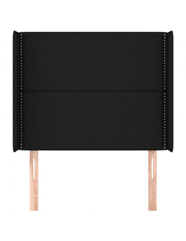 Testiera ad Orecchio Nera 83x16x118/128 cm in Tessuto