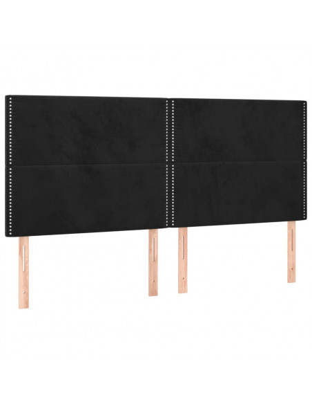 Testiera 4 pz Nera 80x5x78/88 cm in Velluto