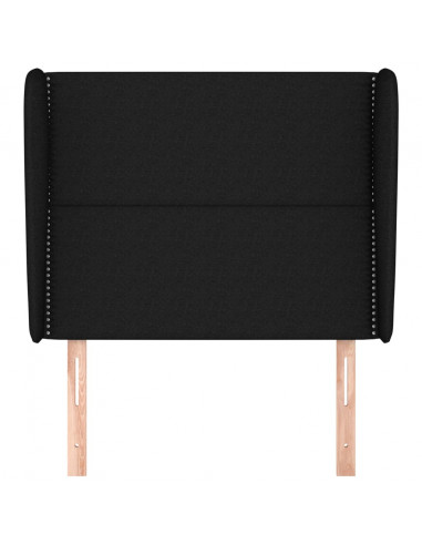 Testiera ad Orecchio Nera 83x23x118/128 cm in Tessuto