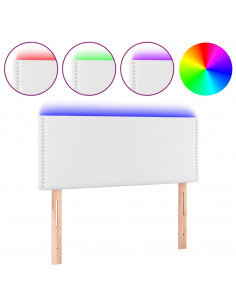 Testiera Bianca a LED 90x5x78/88 cm in Similpelle 2