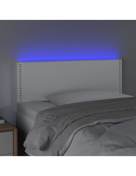 Testiera Bianca a LED 90x5x78/88 cm in Similpelle